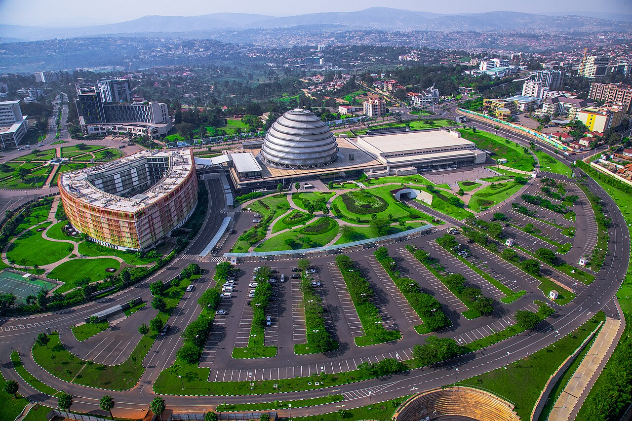 Kigali Convention Centre and city roads